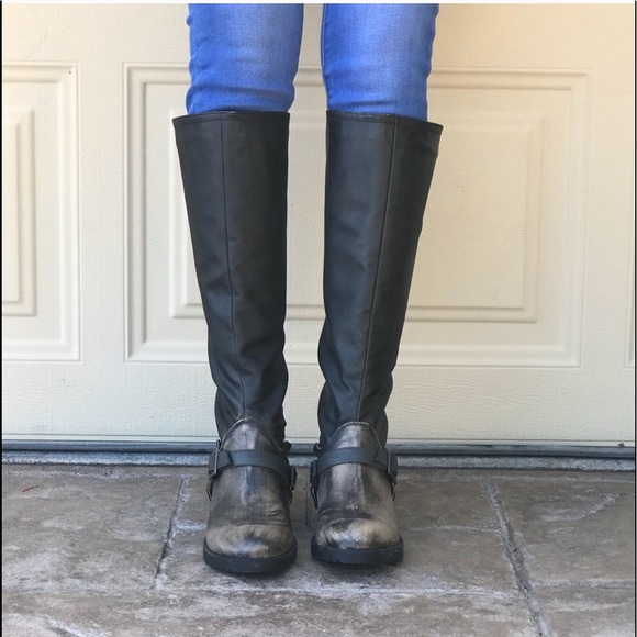 Neoprene Two Tone Rugged Sole Harness Tall Boots - Picture 3 of 4